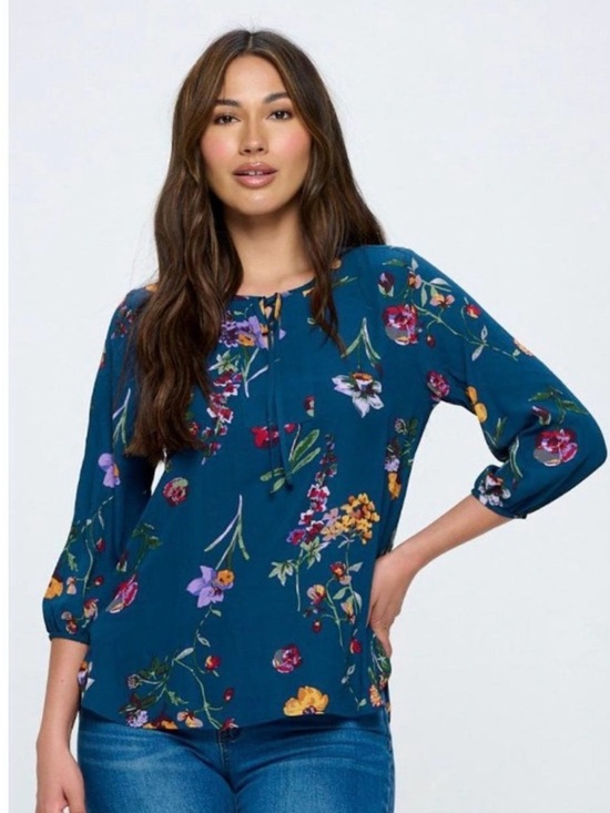 West Kei Tops - West Kei - Multicolor floral V-neck 3/4 sleeve blouse woman's size M